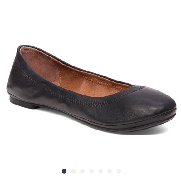 Lucky Women’s Emmie Ballet Flat, Black Leather - Picture 1 of 7